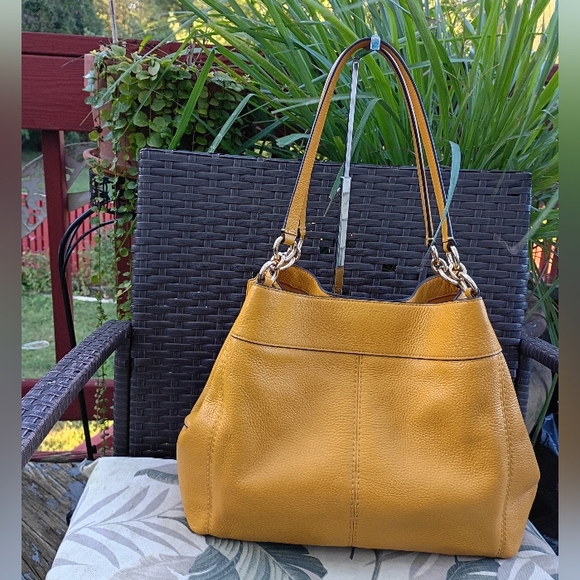 Coach Lexy Mustard Leather Shoulder Bag - Picture 6 of 16